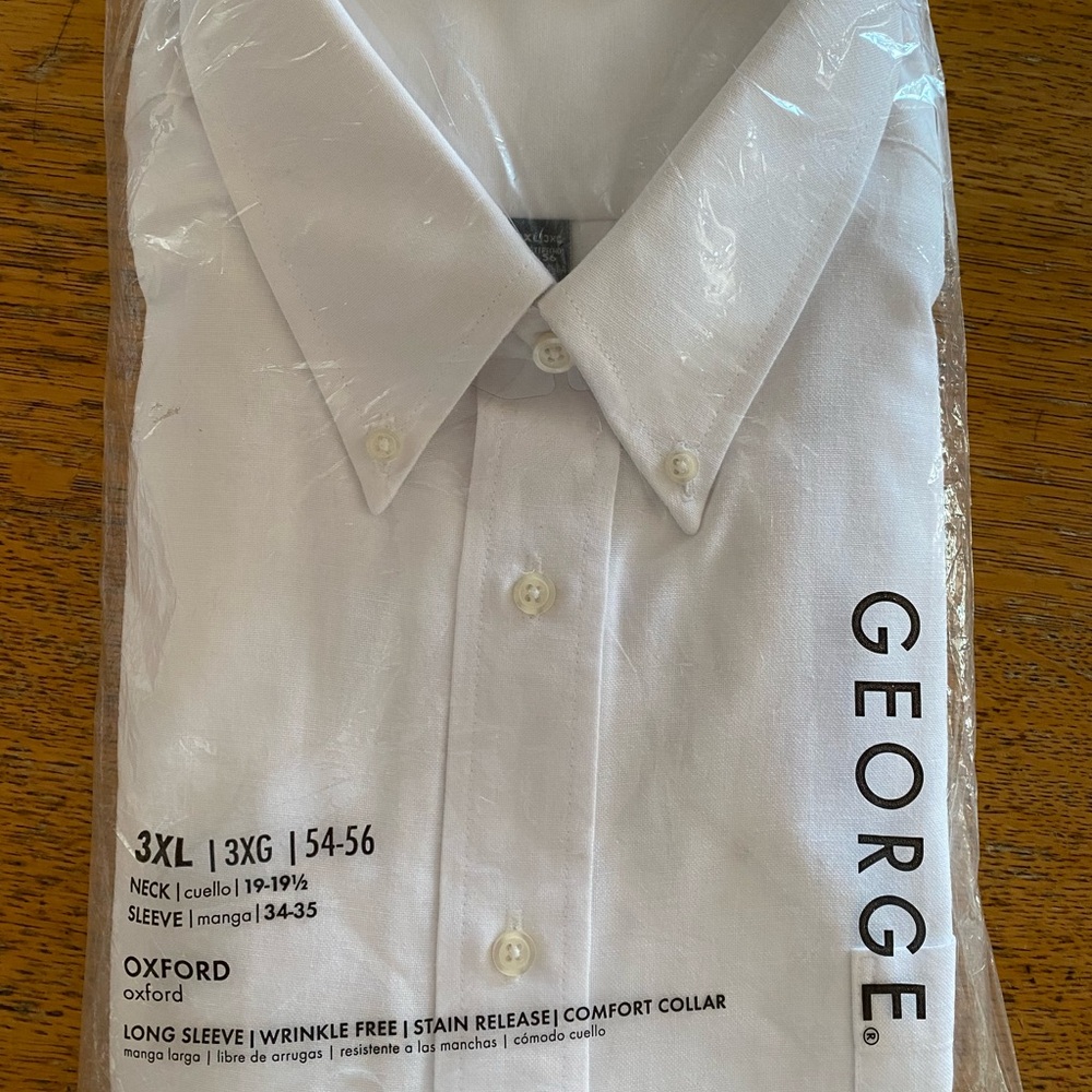 Mens 3Xl White long sleeve dress shirt